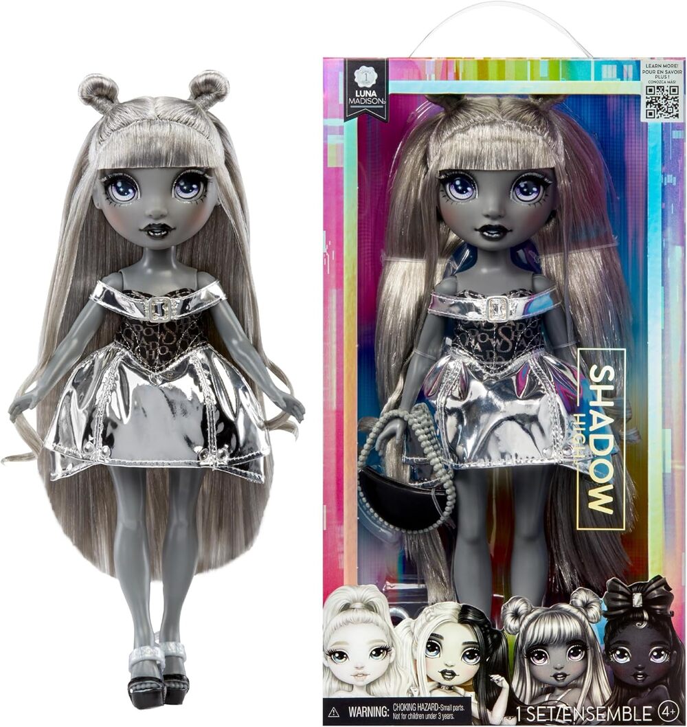 Rainbow High Shadow High Luna Madison- Grayscale 11” Fashion Doll. Grey Hair